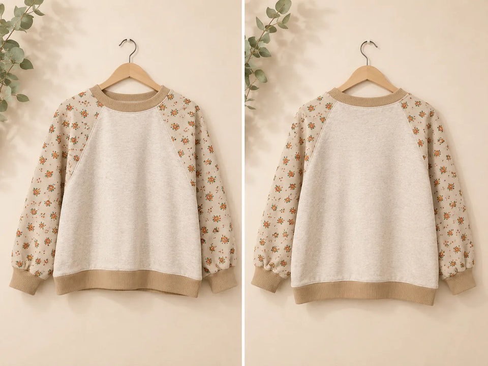 Zara Girl's Beige With Floral Sleeves Sweatshirt | Zara In Lebanon