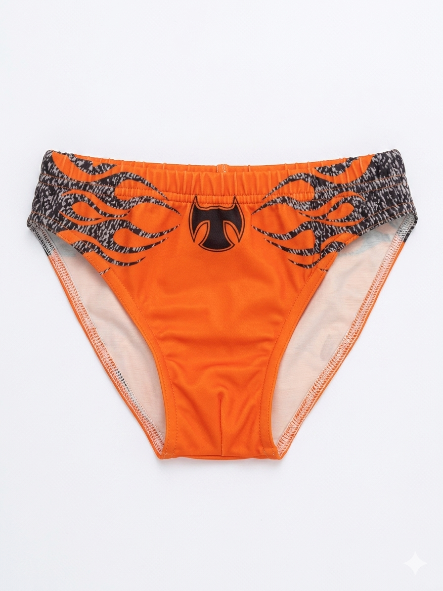 Looney Tunes Boy's Orange T-Logo and Flame Print Sports Briefs|Looney Tunes In Lebanon