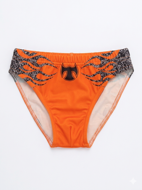 Looney Tunes Boy's Orange T-Logo and Flame Print Sports Briefs|Looney Tunes In Lebanon