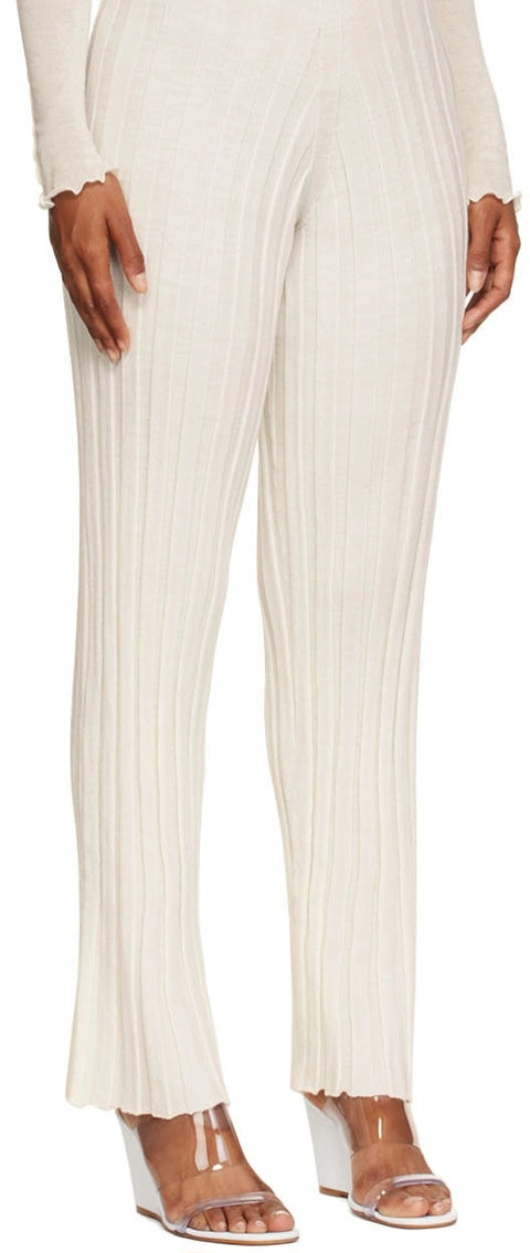 Forever 21 Women's Off White Ribbed High Rise Skinny Pant | Forever 21 In Lebanon