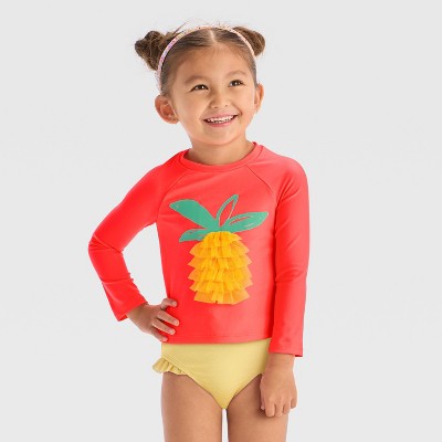 Cat & Jack Girl's Coral Pineapple Long Sleeve Swim Blouse|Cat & Jack In Lebanon