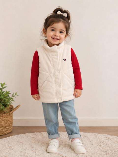 Tommy Hilfiger Girl's Cream & Red Set Of 2 Vest & Blouse | Tommy Hilfiger In Lebanon