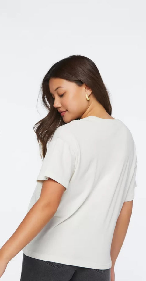 Forever21  Women's Off White T-Shirt | Forever21 In Lebanon