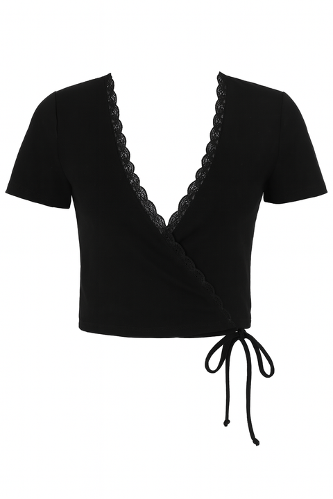 Forever 21 Women's Black Short Sleeve Ribbed Blouse | Forever 21 In Lebanon
