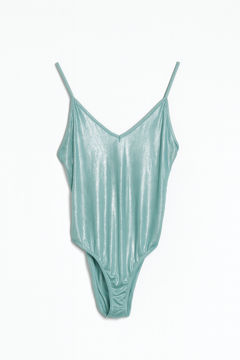 Mango Women's Aqua V-Neck Spaghetti Straps Bodysuit |Mango In Lebanon