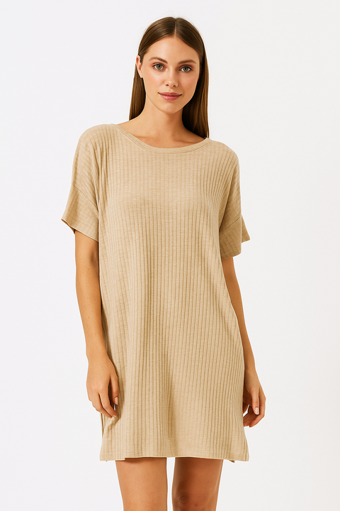 Mango Women's Beige Short Sleeve Dress | Mango In Lebanon