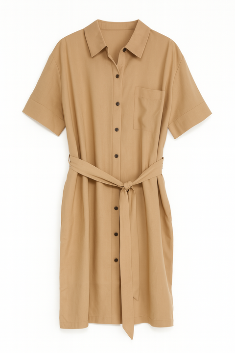 Forever 21 Women's Beige Midi Shirt Dress |Forever 21 In Lebanon
