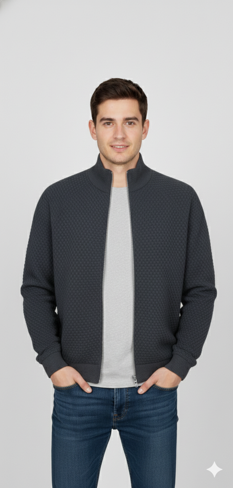 Redefined Rebel Men's Navy Zip Up Knit Jacket | Redefined Rebel In Lebanon