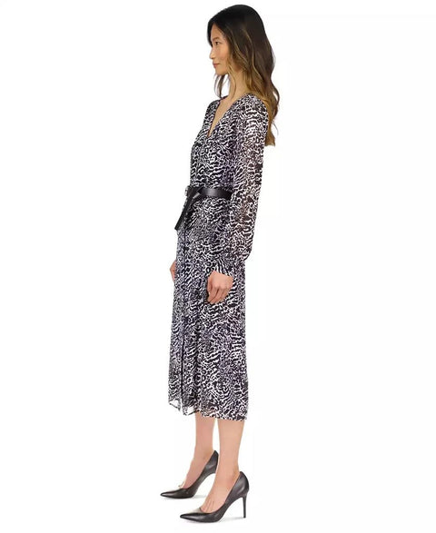 Michael Kors Women's Black & White Kate Ocelot Print Georgette Dress | Michael Kors In Lebanon