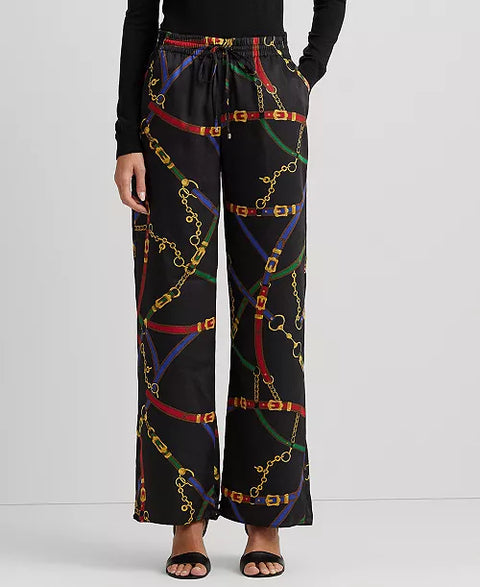 Lauren Ralph Lauren Women's Black Printed Wide Leg Pant |Lauren Ralph Lauren In Lebanon