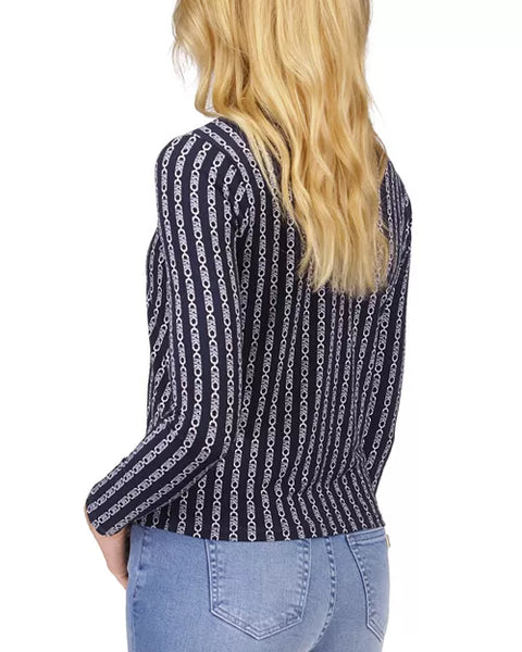 Michael Kors Women's Navy Blue Long-Sleeve Blouse | Michael Kors In Lebanon