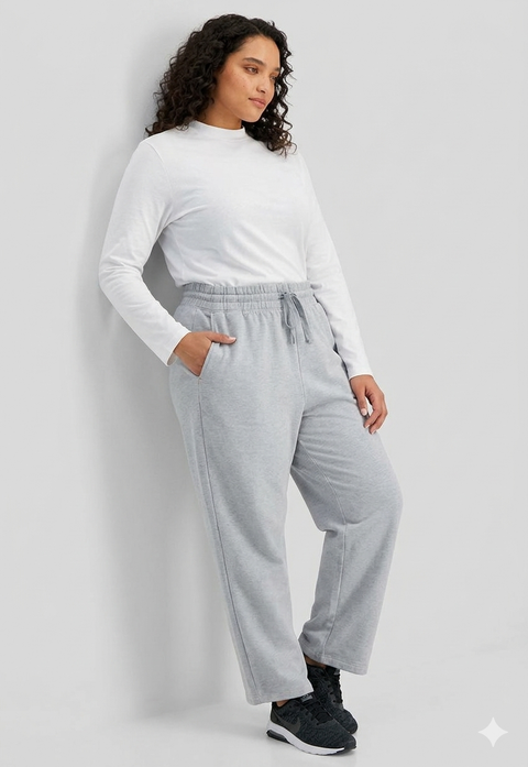 ID Ideology Women's Light Gray Plus Size Fleece Sweatpants | ID Ideology In Lebanon