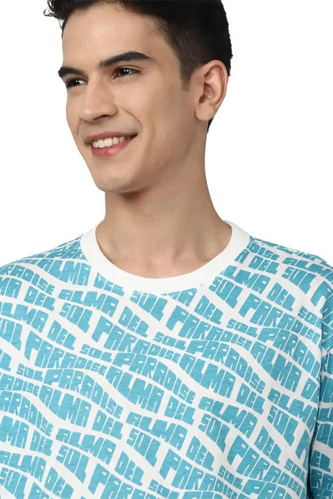 Forever 21 Men's Blue & White T-Shirt | Forever 21 In Lebanon