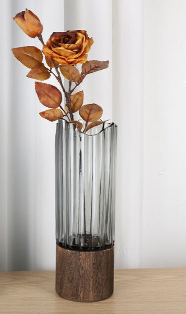 Hinox Winding Glass Vase With Wood Base DO-3 | Hinox In Lebanon