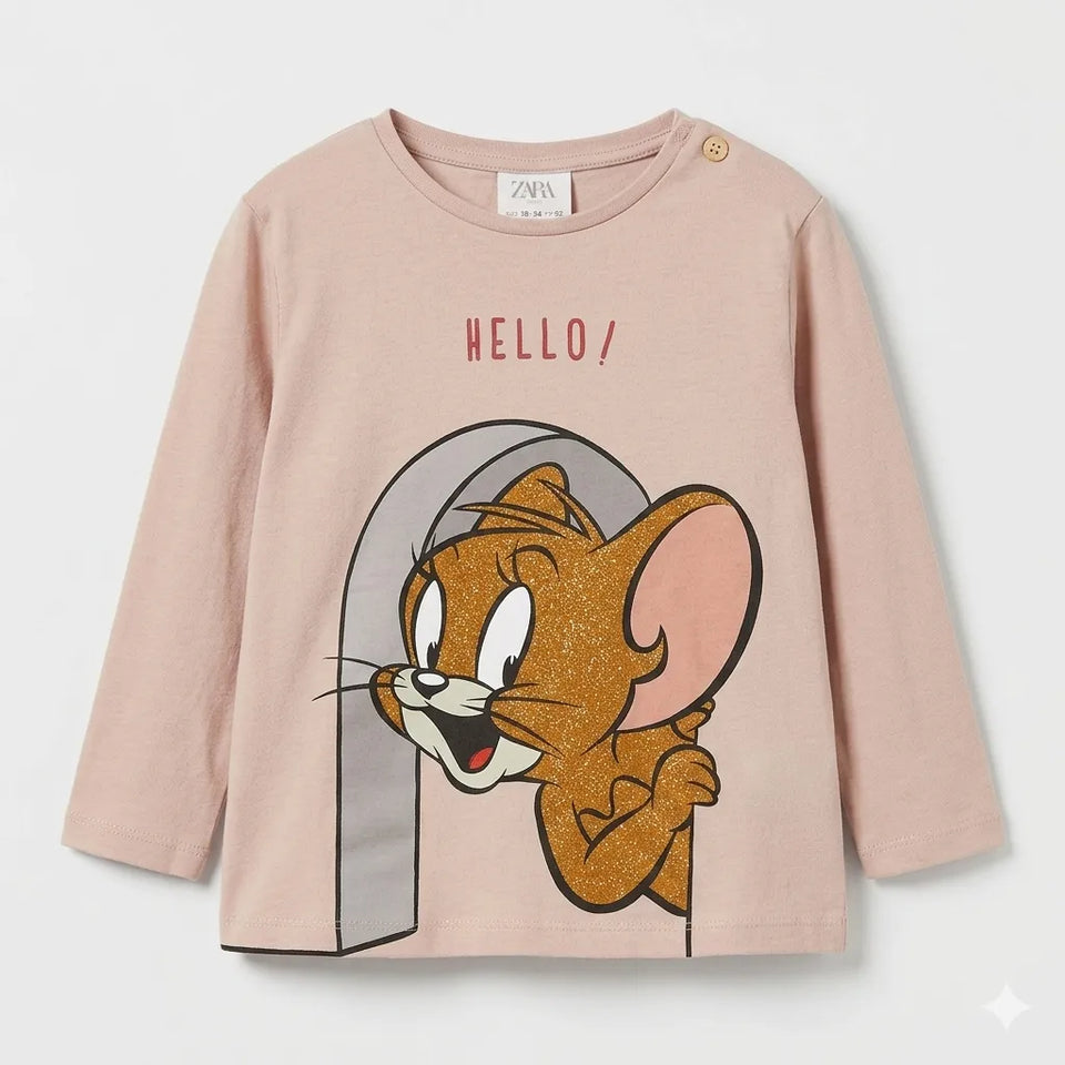 Zara Baby Girl's Light Pink Jerry Printed Long Sleeve Blouse|Zara in Lebanon