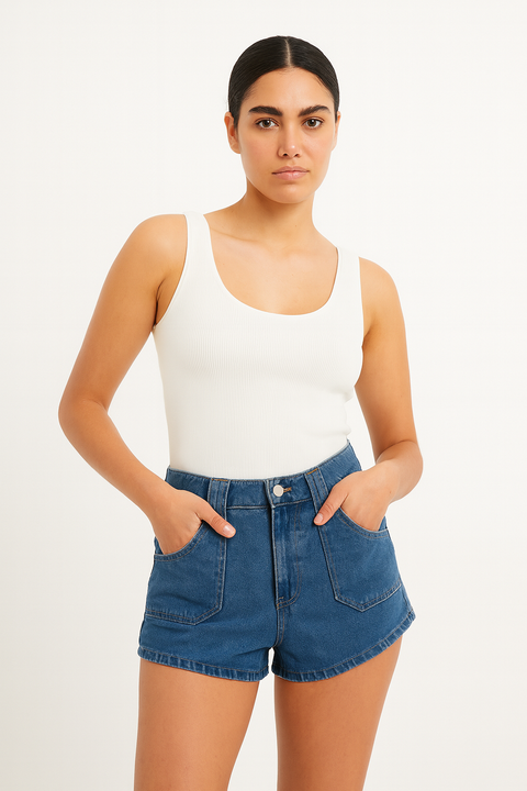 Forever 21 Women's Blue 4 Pocket Denim Short | Forever 21 In Lebanon