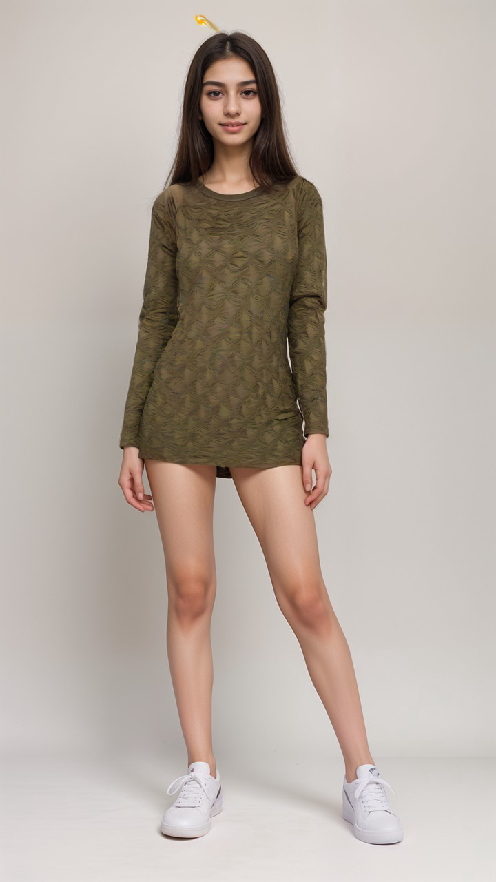 LeGer Women's Khaki Long-Sleeve Dress | LeGer in Lebanon