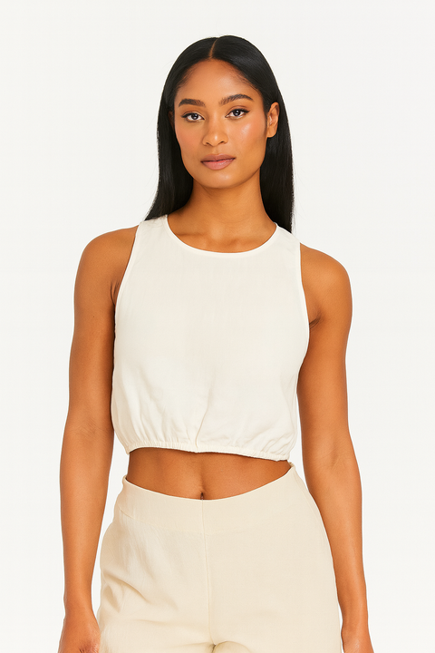 Forever 21 Women's White Back Zip Sleeveless Crop Top |Forever 21 In Lebanon