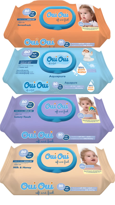 Oui Oui Wet Wipes Soft & thick 80 Wipes 4 Packs (20% Off)  | Oui Oui In Lebanon