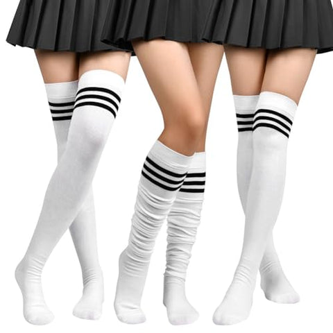 Forever 21 Women's White & Black Over The Knee 1 Pair Socks | Forever 21 In Lebanon