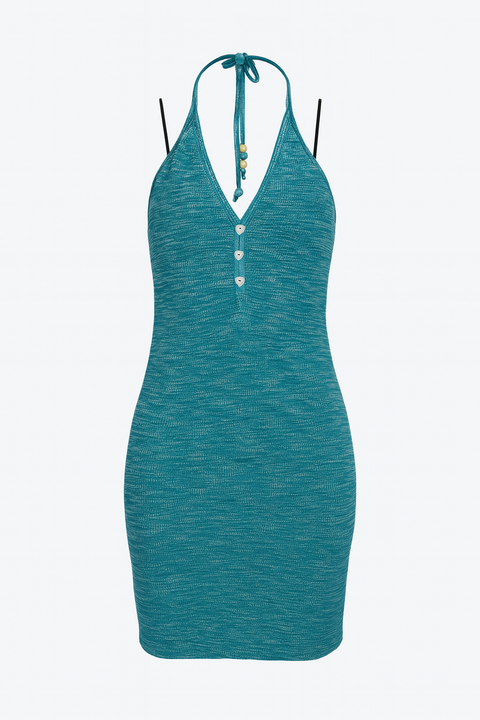 Forever 21 Women's Aqua Halter Neck Open Back Mini Dress | Forever 21 In Lebanon