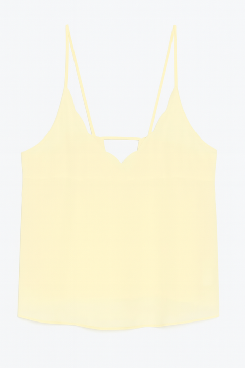 Mango Women's Yellow V-Neck Spaghetti Straps Blouse |Mango In Lebanon