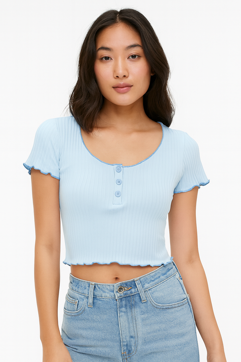 Forever 21 Women's Baby Blue Short Sleeveless T-Shirt | Forever 21 In Lebanon