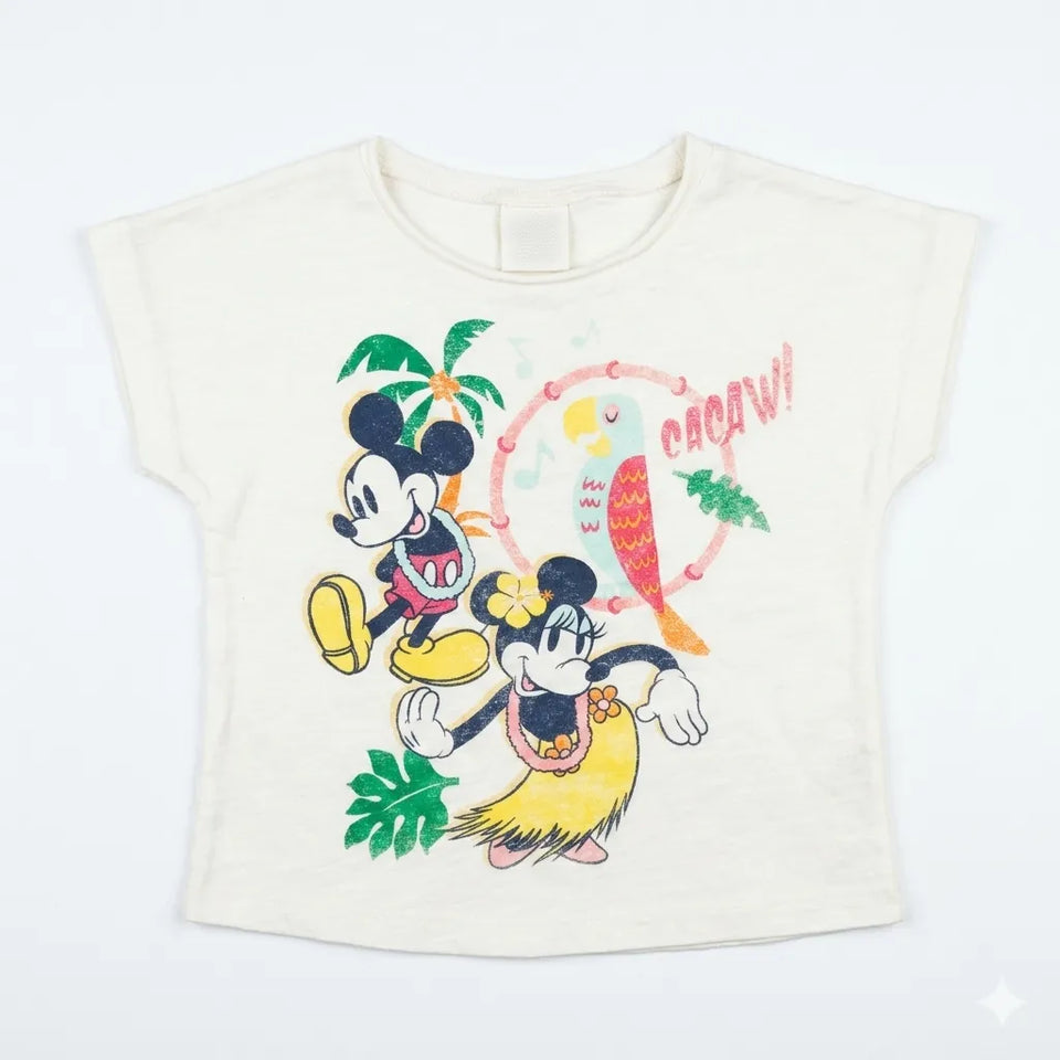 Zara Baby Girl's White Multi Disney Tropical Mickey & Minnie Printed Blouse|Zara In Lebanon