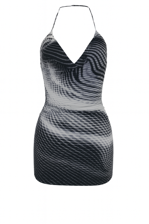 Forever 21 Women's Black & White Halter Neck Open Back Dress | Forever 21 In Lebanon