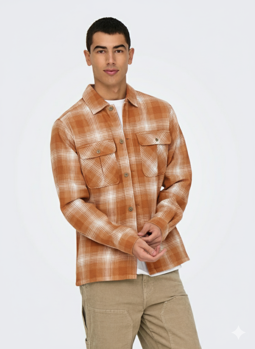 Only & Sons Men's Cork Checkered Shacket | Only & Sons In Lebanon