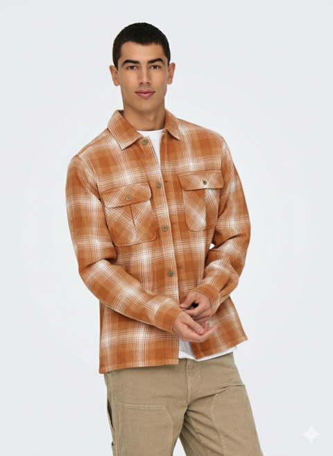 Only & Sons Men's Cork Checkered Over Shirt | Only & Sons In Lebanon