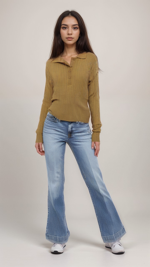 LeGer Women's Camel Long-Sleeve Blouse | LeGer in Lebanon
