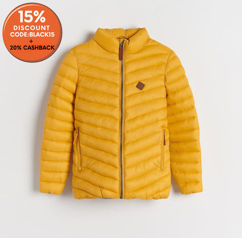 Reserved Boy's Mustard Stand-Up Collar Quilted Jacket | Reserved In Lebanon