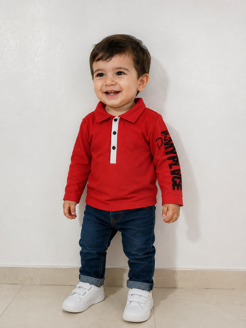 Disney Baby Boy's Red Long Sleeve Blouse | Disney In Lebanon