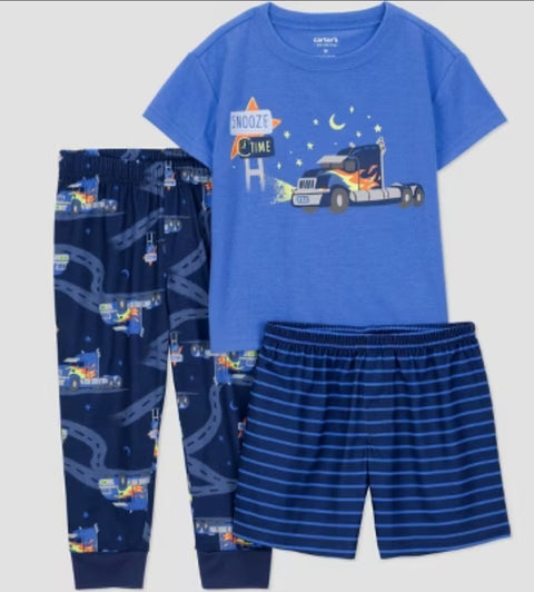 Carter's Boy's Blue & Navy 3pcs Truck Printed Pajama Set | Carter's In Lebanon