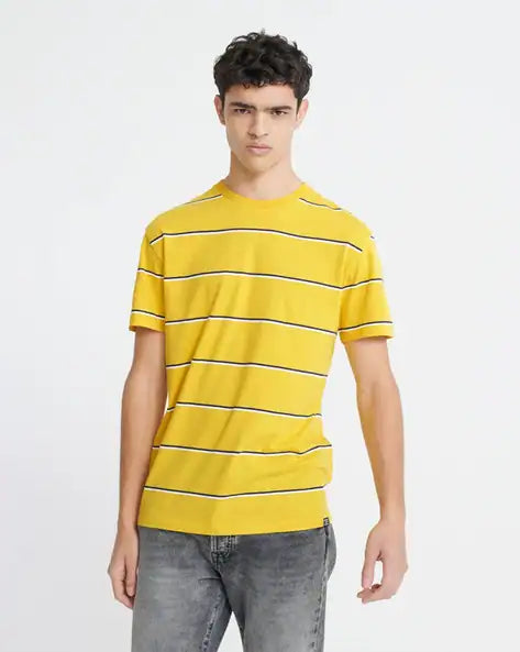 Forever 21 Men's Yellow Striped Knit Top T-Shirt | Forever 21 In Lebanon