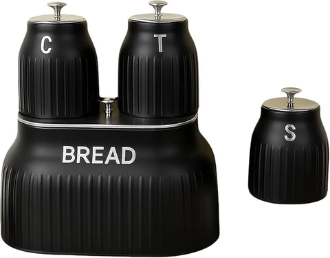 Prokious Black Galvanized Iron Pack Of 4 Bread Box & Canister Set LM25-5363 | Prokious In Lebanon