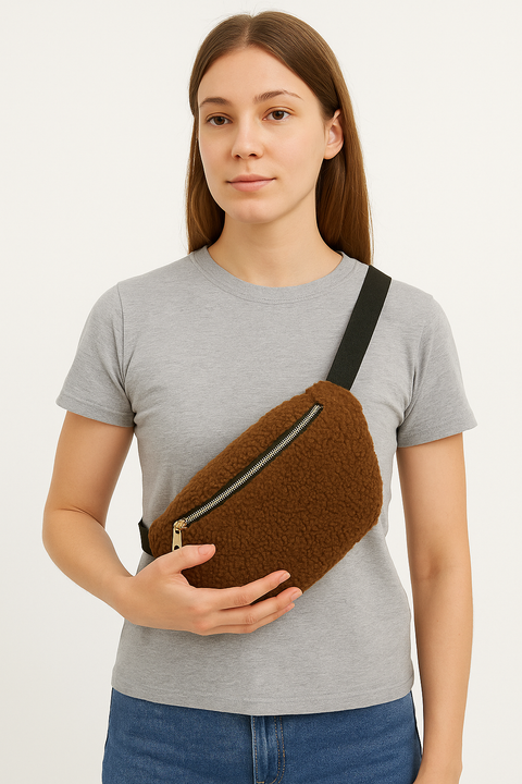 GC Design Women's Brown Fur Bum Bag |GC Design in Lebanon