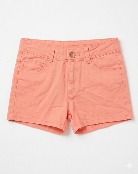 Bassik Girl's Peach Pink Denim Shorts|Bassik In Lebanon