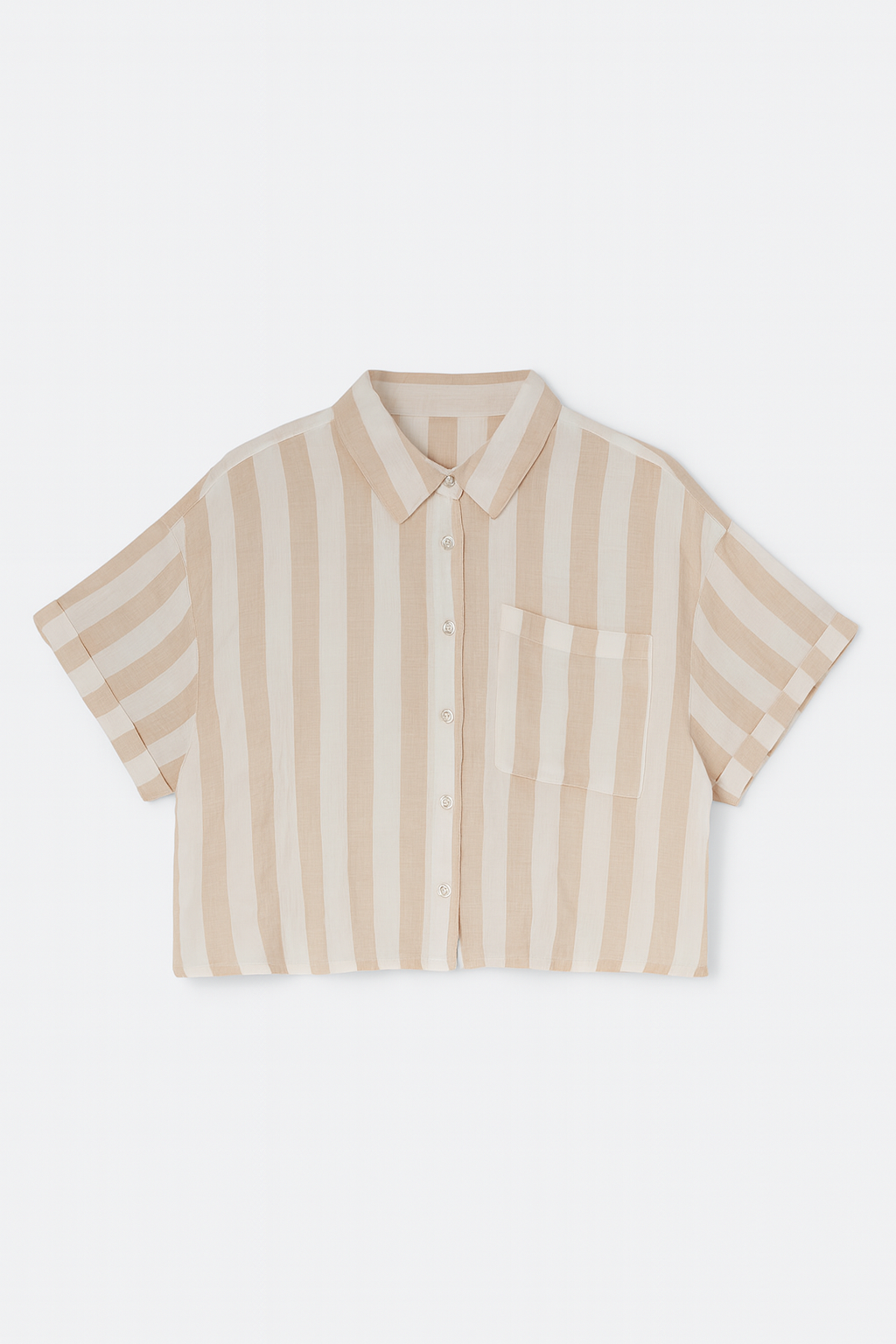 Forever 21 Women's Beige & White Striped Shirt | Forever 21 In Lebanon