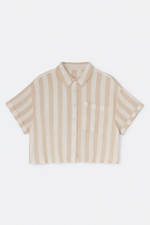 Forever 21 Women's Beige & White Striped Shirt | Forever 21 In Lebanon