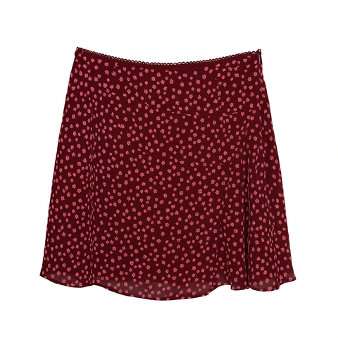 Forever 21 Women's Burgundy Floral Print Skirt | Forever 21 In Lebanon