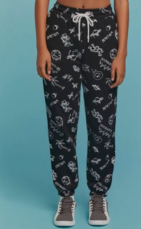 Forever 21 Women's Black & White Airwalk Graphic Printed Jogger | Forever 21  In Lebanon