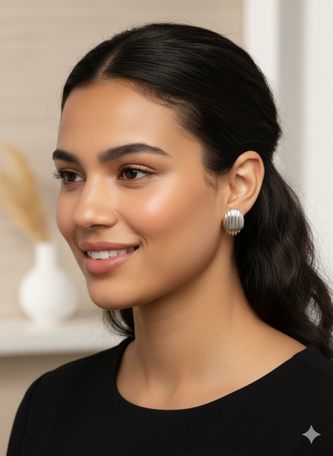 Anne Klein Women's Silver Oval Dome Earrings | Anne Klein In Lebanon