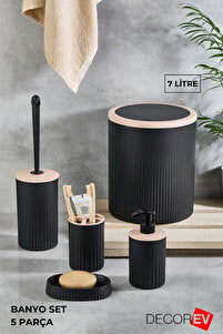 Decor EV Set Of 5pcs Ribbed Modren Bathroom Accessory Set | Decor EV In Lebanon