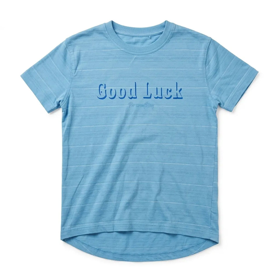 Zara Girl's Blue Striped Good Luck Short Sleeve T-Shirt|Zara In Lebanon