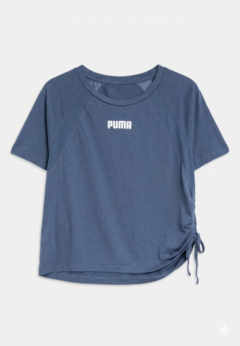 Puma Women's Blue Ruched Detail Activewear T-Shirt|Puma In Lebanon