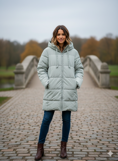 Tom Tailor Women's Mint Green Hooded Puffer Jacket|Tom Tailor In Lebanon