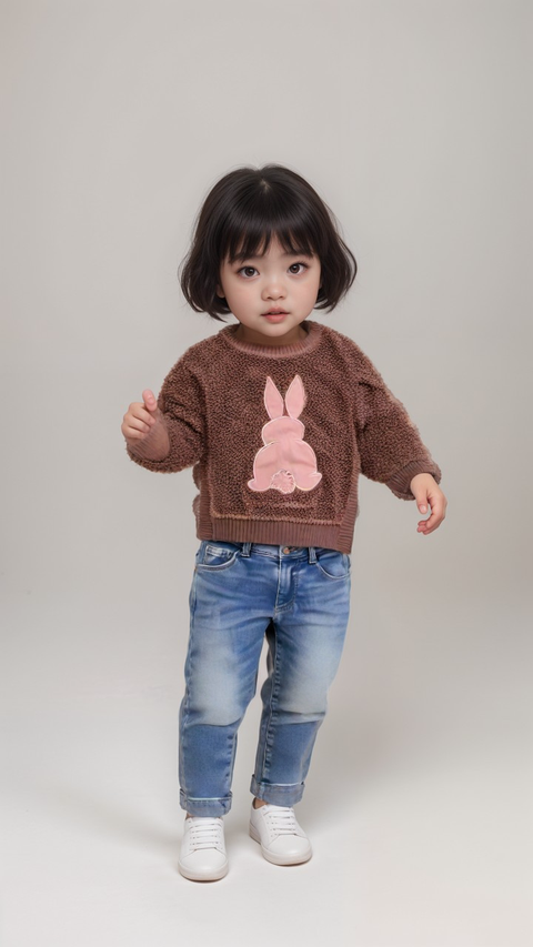 POMPdeLUX Baby Girl's Brown Ellen Teddy Sweatshirt |POMPdeLUX  in Lebanon