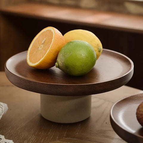 Hino Wood Cake Stand With Porcelain Base D 22cm DM-39 | Hino In Lebanon